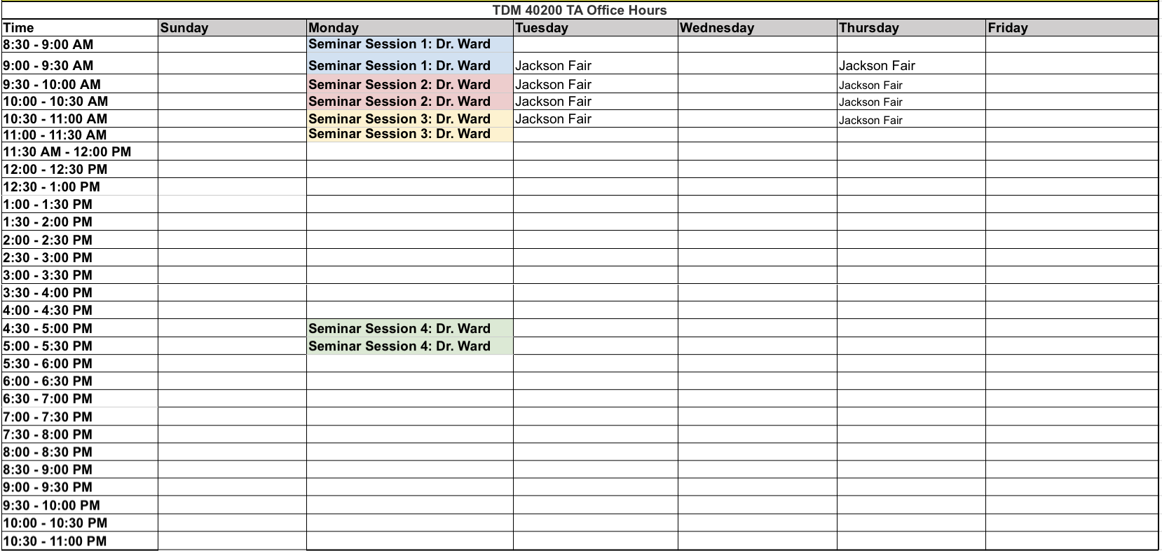 TDM 402 Office Hours